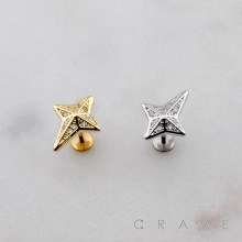 MULTI CZ CELESTIAL FOUR-POINTED NORTH STAR THREADLESS (PUSH IN) 316L SURGICAL STEEL LABRET SET
